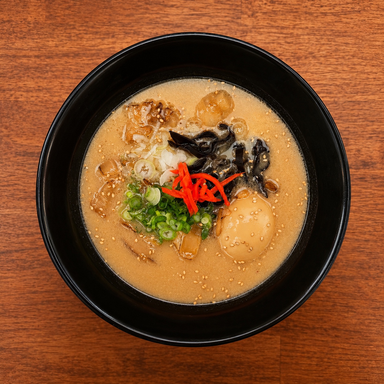 Tonkotsu ramen with chashu, ajitama egg, and creamy pork broth
